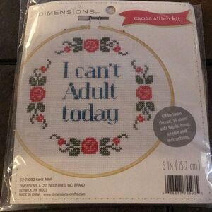 Cross Stitch Kit 6 inches - I Can’t Adult Today